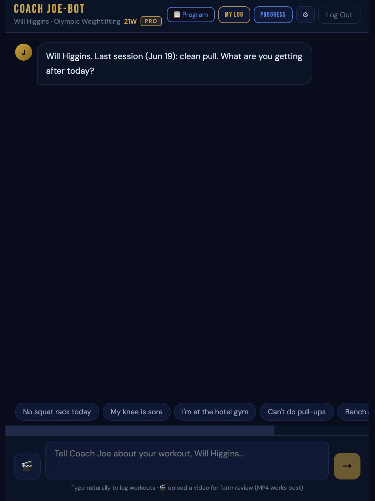 Joe-Bot AI Assistant — Wilco app screenshot