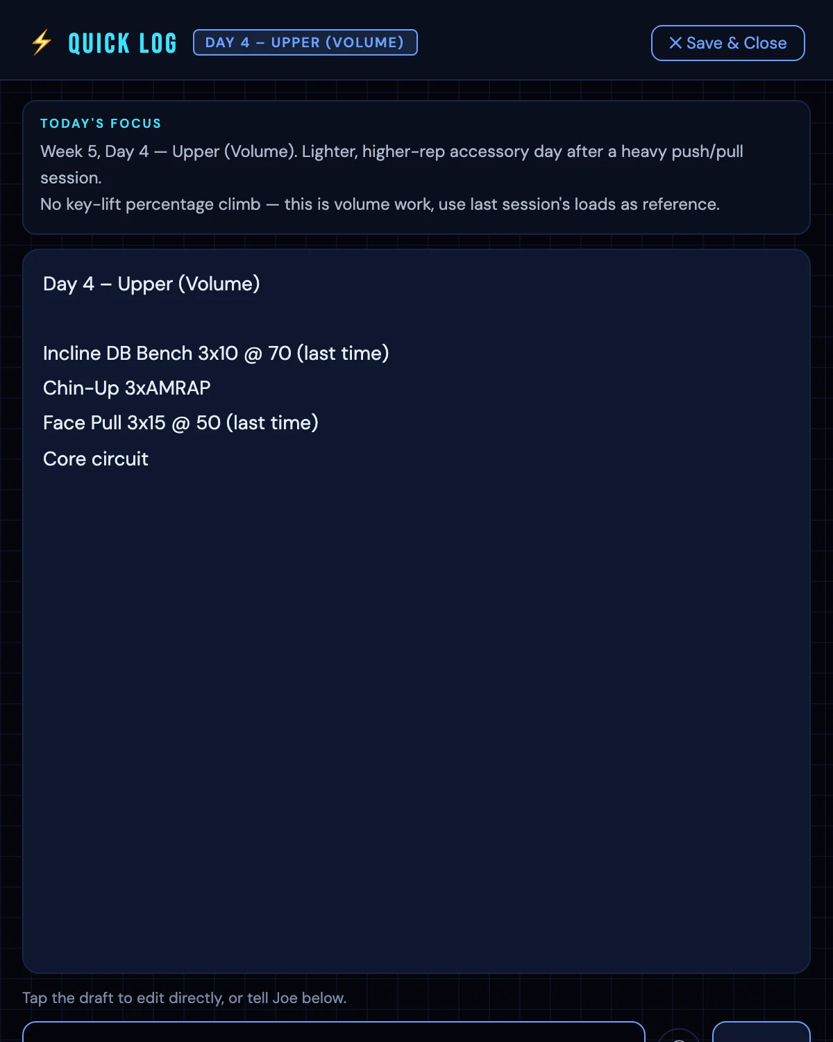 Quick Log: Wilco app screenshot